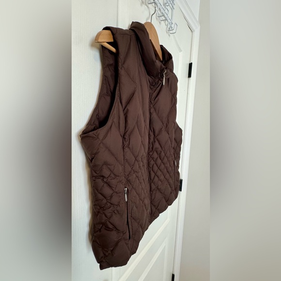 Eddie Bauer Premium Goosedown Quilted Vest Womens L. Brown Zip Mock Neck - Picture 3 of 16